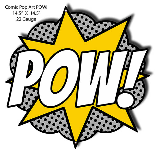 POW Comic Pop Art Laser Cut Out Nostalgic Metal Sign 14.5x14.5