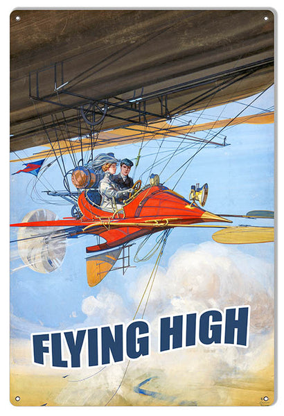 Flying High Nostalgic Reproduction Aviation Metal Sign 12x18