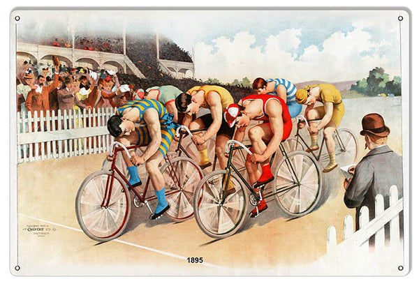 Bicycle Race Year 1895 Reproduction Garage Art Metal Sign 12x18
