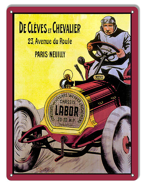 DeCleves Chevalier Garage Art Reproduction Man Cave Metal Sign 9x12
