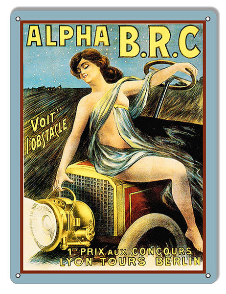 Alpha B.R.C Automobile Reproduction Garage Art Metal Sign 9x12