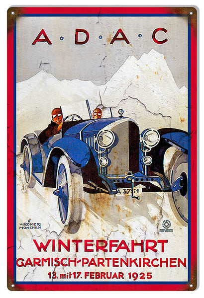 Winterfahrt Vintage Car Reproduction Garage Art Metal Sign 12x18