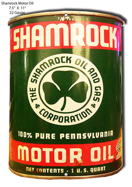 Shamrock Reproduction Motor Oil Can Cut Out Metal Sign 7.5x11