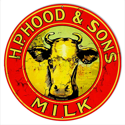 H.P. Hood Sons Milk Reproduction Country Metal Sign 14 Round