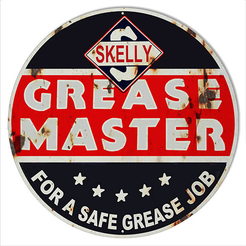 Grease Master Skelly Reproduction Garage Metal Sign 24 Round