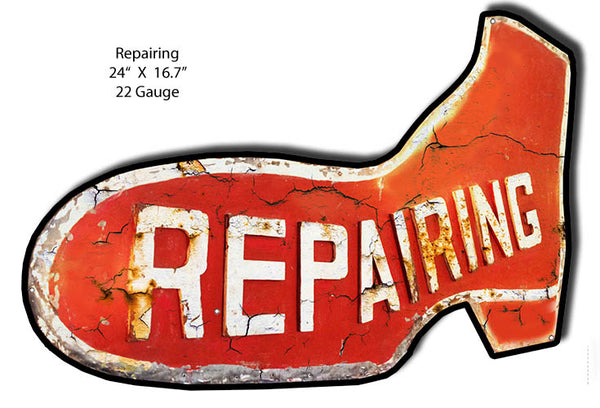 Shoe Repairing Laser Cut Out Nostalgic Metal Sign 16.7x24