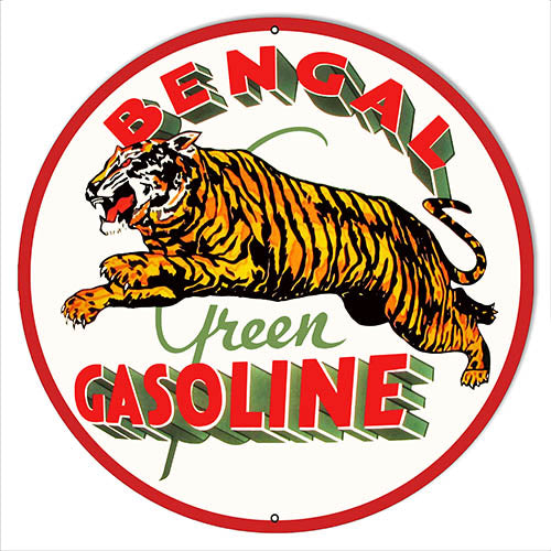 Bengal Gasoline Reproduction Motor Oil Metal Sign 30 Round