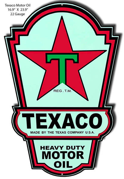 Texaco Motor Oil Reproduction Laser Cut Out Garage Metal Sign 16.9x23.