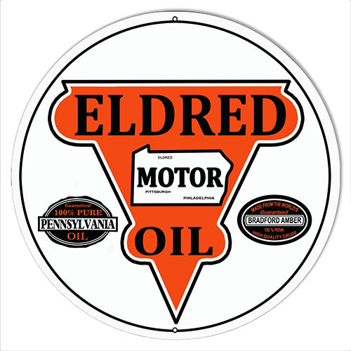 Eldred Motor Oil Reproduction Garage Art Metal Sign 18x18 Round