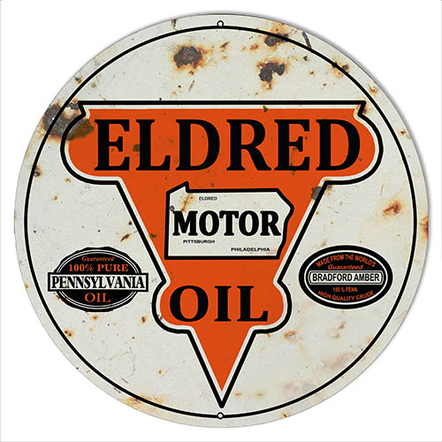Eldred Motor Oil Reproduction Vintage Metal Sign 30x30 Round