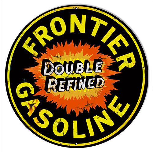 Frontier Gasoline Reproduction Vintage Metal Sign 14x14 Round