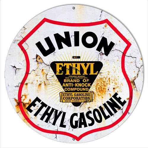 Union Ethyl Gasoline Reproduction Vintage Metal Sign 24x24 Round