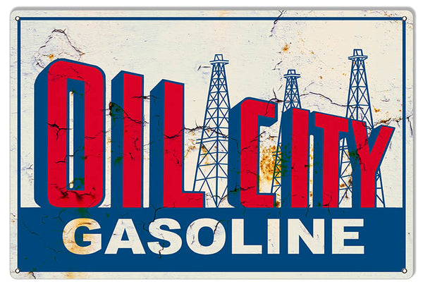 Oil City Gasoline Reproduction Motor Oil Vintage Metal Sign 12x18