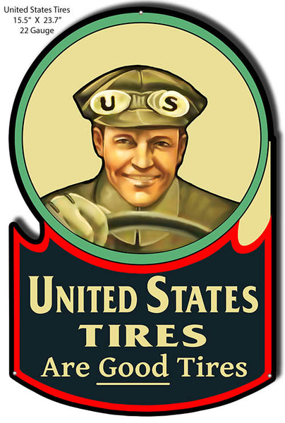 United States Tires Cut Out Reproduction Garage Art Metal Sign 15.5x23.7