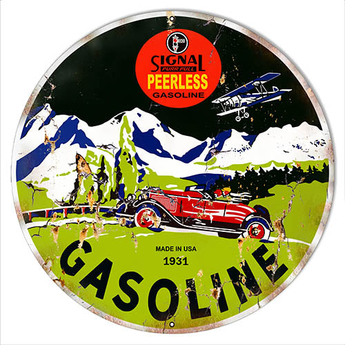 Signal Peerless Gasoline Vintage Reproduction Metal Sign 14x14