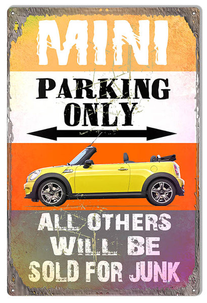 Mini Parking Only Metal Sign By Phil Hamilton 12x18