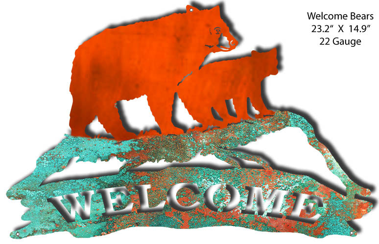Welcome Bears Faux Petina Laser Cut Out By Phil Hamilton 23.2x14.9