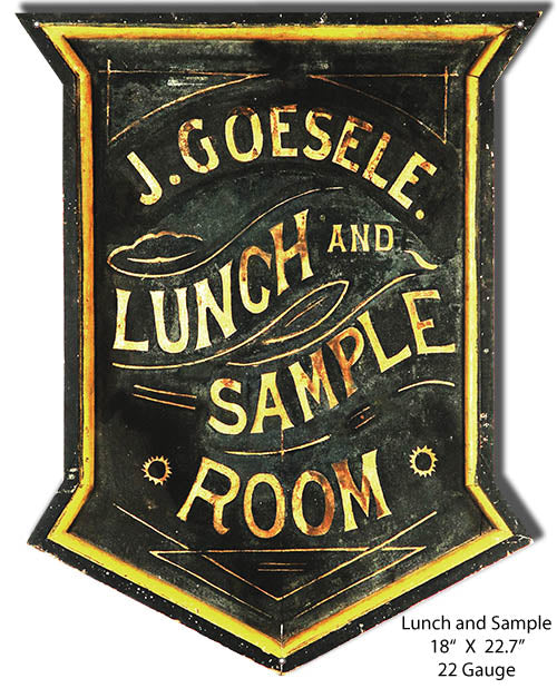J. Guesele Lunch and Sample Room Vintage Metal Sign 18x22.7