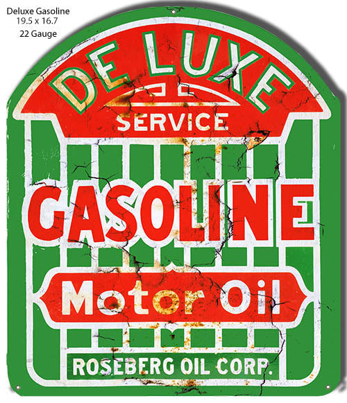 DeLuxe Gasoline Cut Out Reproduction Motor Oil Metal Sign 16.7x19.5