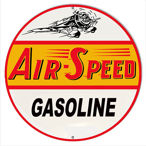 Air Speed Gasoline Reproduction Motor Oil Metal Sign 14x14 Round