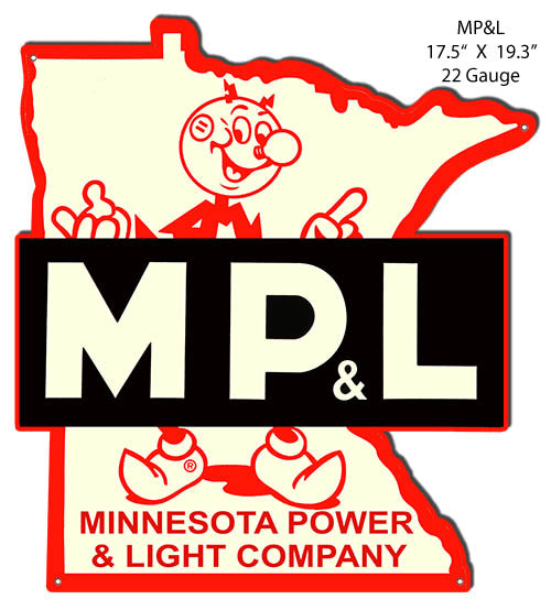 MP&L Power Company Reproduction Cut Out Nostalgic Metal Sign17.5x19.3