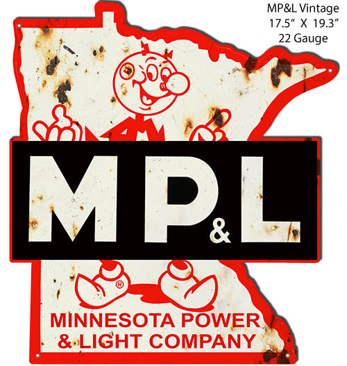 MPL Power Company Reproduction Cut Out Vintage Metal Sign17.5x19.3.