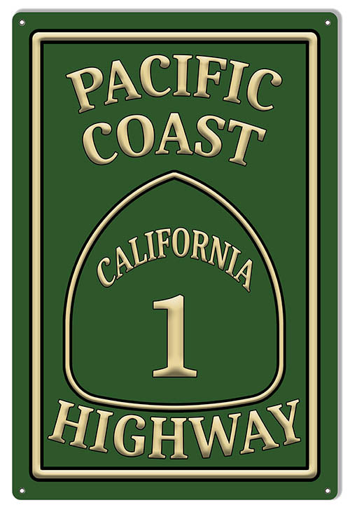 Pacific Coast Highway 1 Garage Shop Metal Sign 12x18