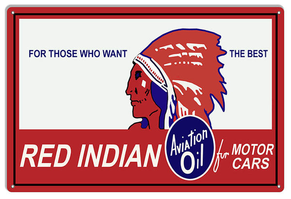Red Indian Motor Oil Reproduction Garage Shop Metal Sign 12x18