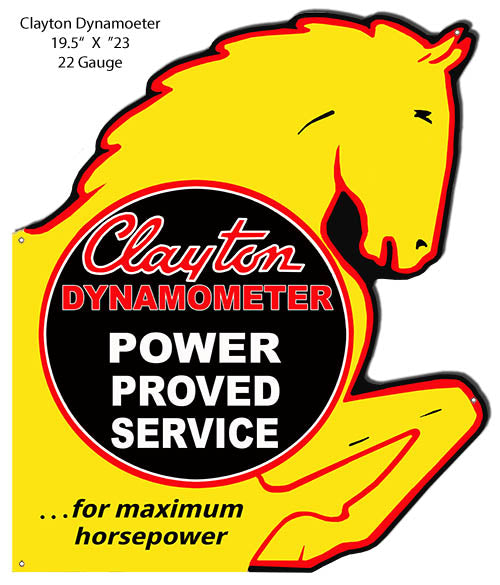 Clayton Dynamometer Reproduction Cut Out Garage Metal Sign 19.5x23