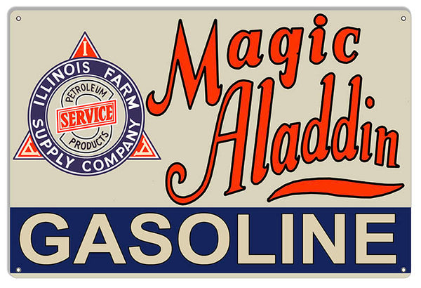 Magic Aladdin Gasoline Reproduction Motor Oil Metal Sign 12x18