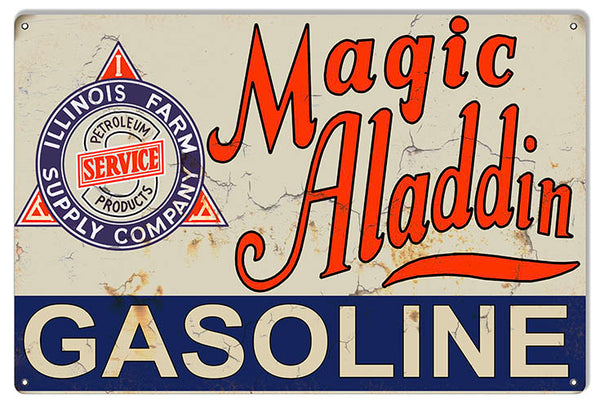 Magic Aladdin Gasoline Reproduction Vintage Large Metal Sign 16x24