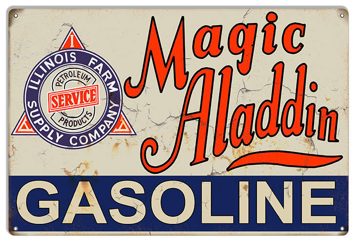 Magic Aladdin Gasoline Reproduction Vintage Motor Oil Metal Sign 12x18