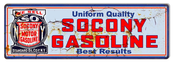 Socony Gasoline Reproduction Vintage Large Metal Sign 8x24
