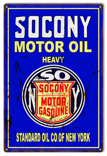 Socony Heavy Motor Oil Reproduction Garage Shop Metal Sign 12x18