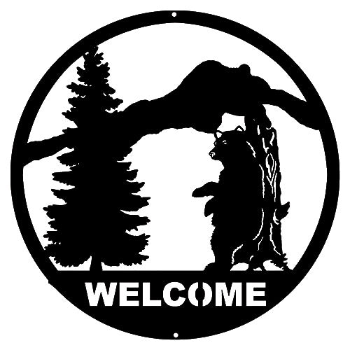 Welcome Bear Laser Cut Out Silhouette Wall Decor 16x16