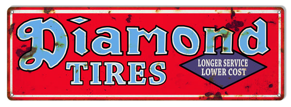Diamond Tires Reproduction Gas Station Vintage Metal Sign 6x18