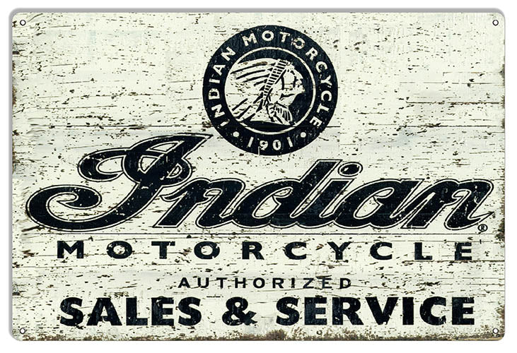 Indian Motorcycle Sales and Service Metal Sign 12x18