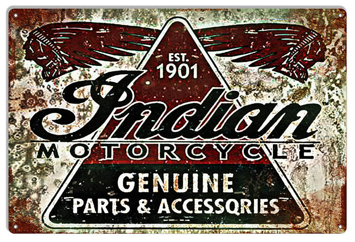 Indian Motorcycle Genuine Parts Metal Sign 12x18