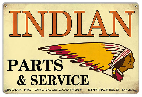 Indian Motorcycle Parts And Service Vintage Metal Sign 12x18
