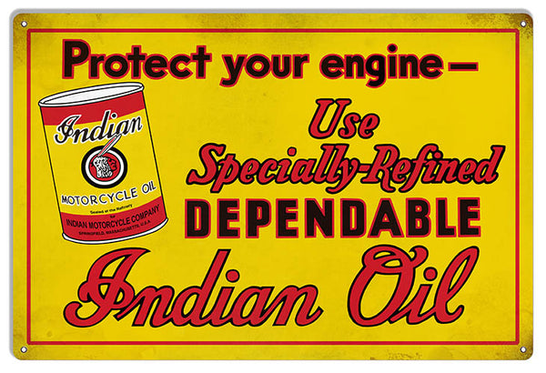 Indian Oil Specially Refined Vintage Metal Sign 12x18