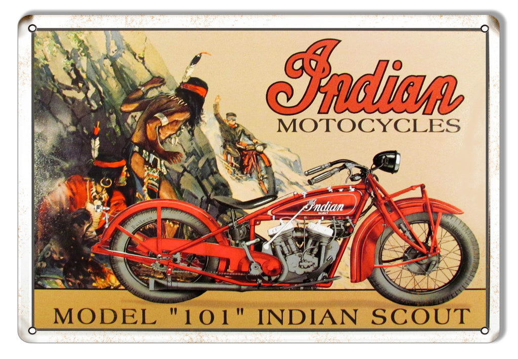 Indian Motorcycle Model 101 Indian Scout Metal Sign 9x12