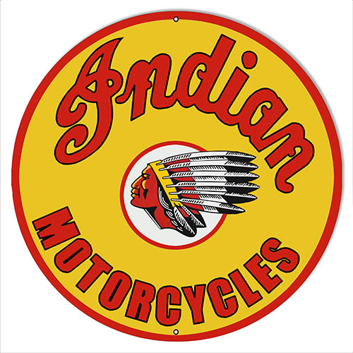Indian Motorcycle Metal Sign 14" Round