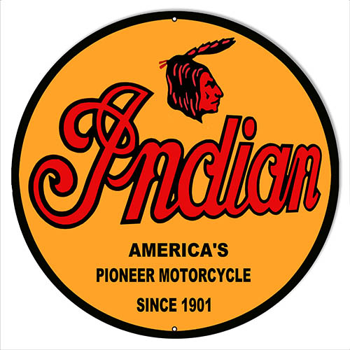 Indian Motorcycle 1901 Series Metal Sign 14" Round