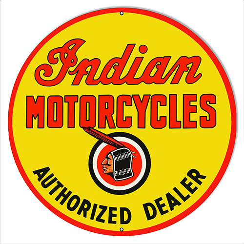 Indian Motorcycle Authorized Dealer Metal Sign 18" Round