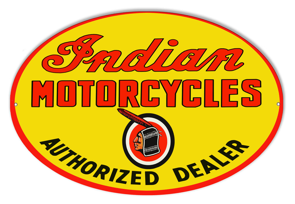 Indian Motorcycle Authorized Dealer Metal Sign 9x14