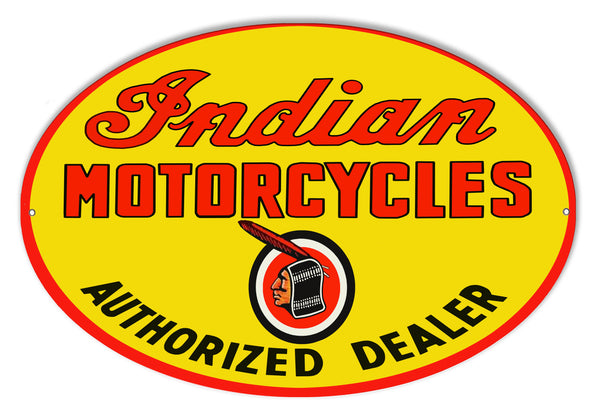 Indian Motorcycle Authorized Dealer Metal Sign 23.5x15