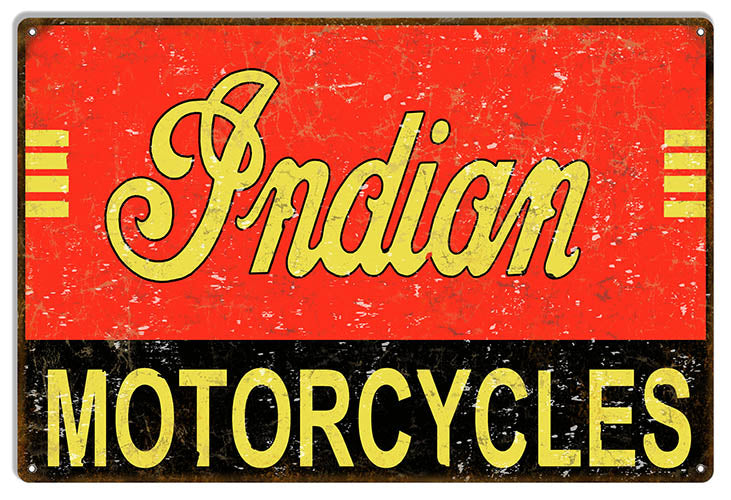 Indian Motorcycles Vintage Metal Sign 12x18