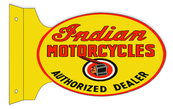 Indian Motorcycle Authorized Dealer Flange Metal Sign 12x18