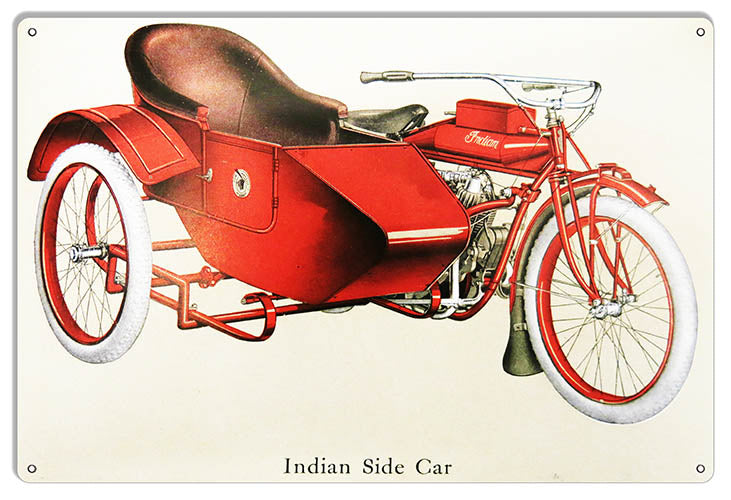 Indian Motorcycle Side Car Metal Sign 12x18