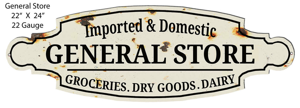 General Store Grocery Goods Cut Out Country Metal Sign 8x24